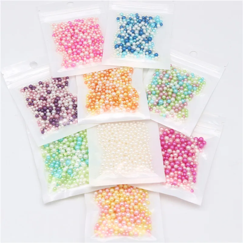 3/4/5mm UV Resin Imitation Pearl Beads Mix Rainbow Color Round  No Hole Loose Beads DIY Jewelry Necklace Making Craft