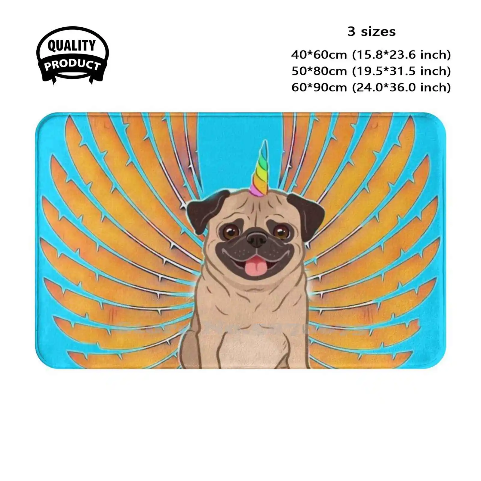 Pug Dog With Wings Soft Cushion Home Carpet Door Mat Car Rug Pug Dog Stuffed Animal Diamond Case Tail Wings Lovers Covers Cool