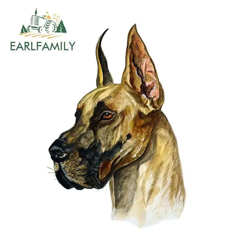 EARLFAMILY 13cm x 9.1cm Great Dane German Mastiff Cropped Ears Portrait Home Office Decor Decal Cartoon Car Stickers Graphics