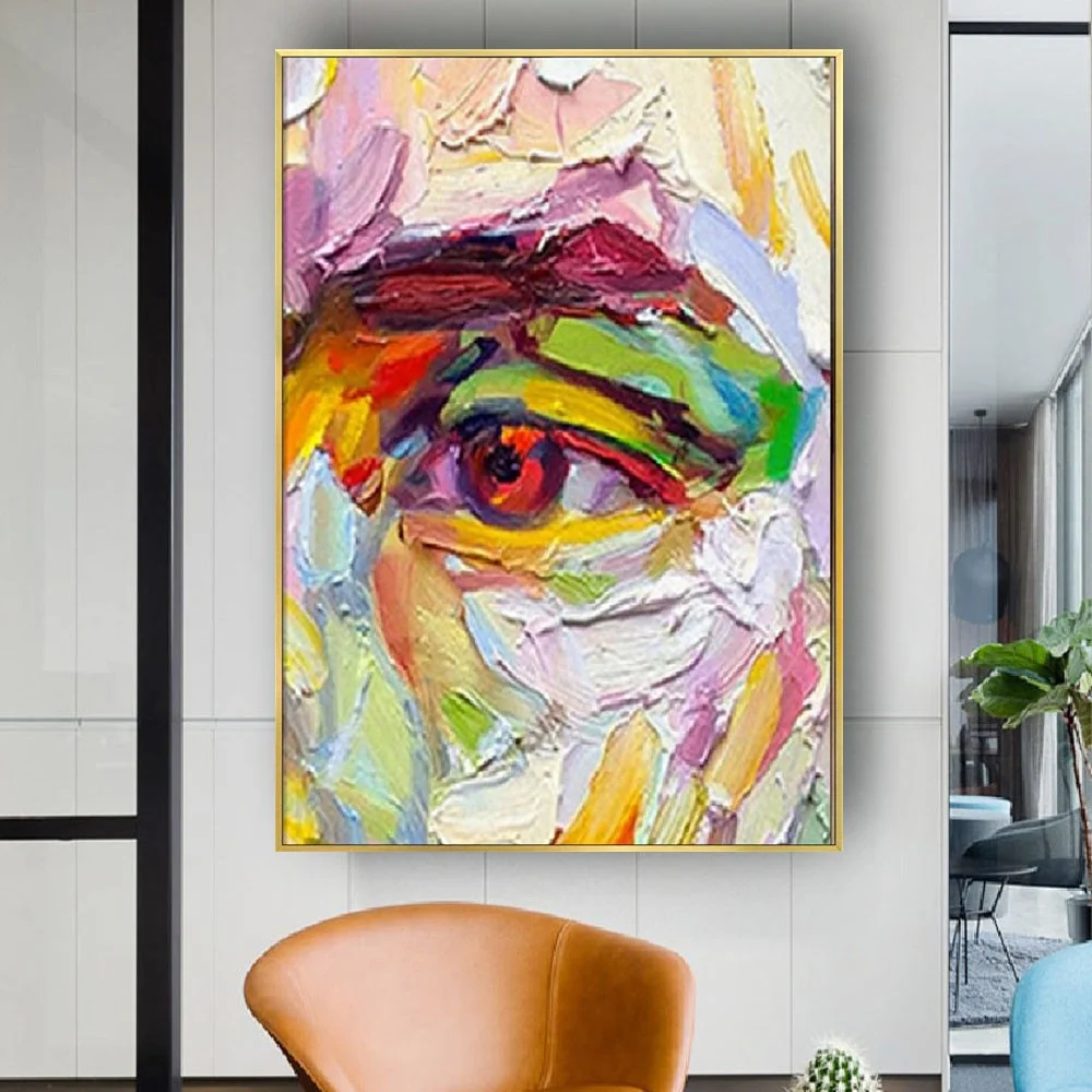 

Abstract Colorful Eyes And Face Canvas Wall Poster Modern Graffiti Art Nordic Handmade Oil Paintings Decor Living Room Home