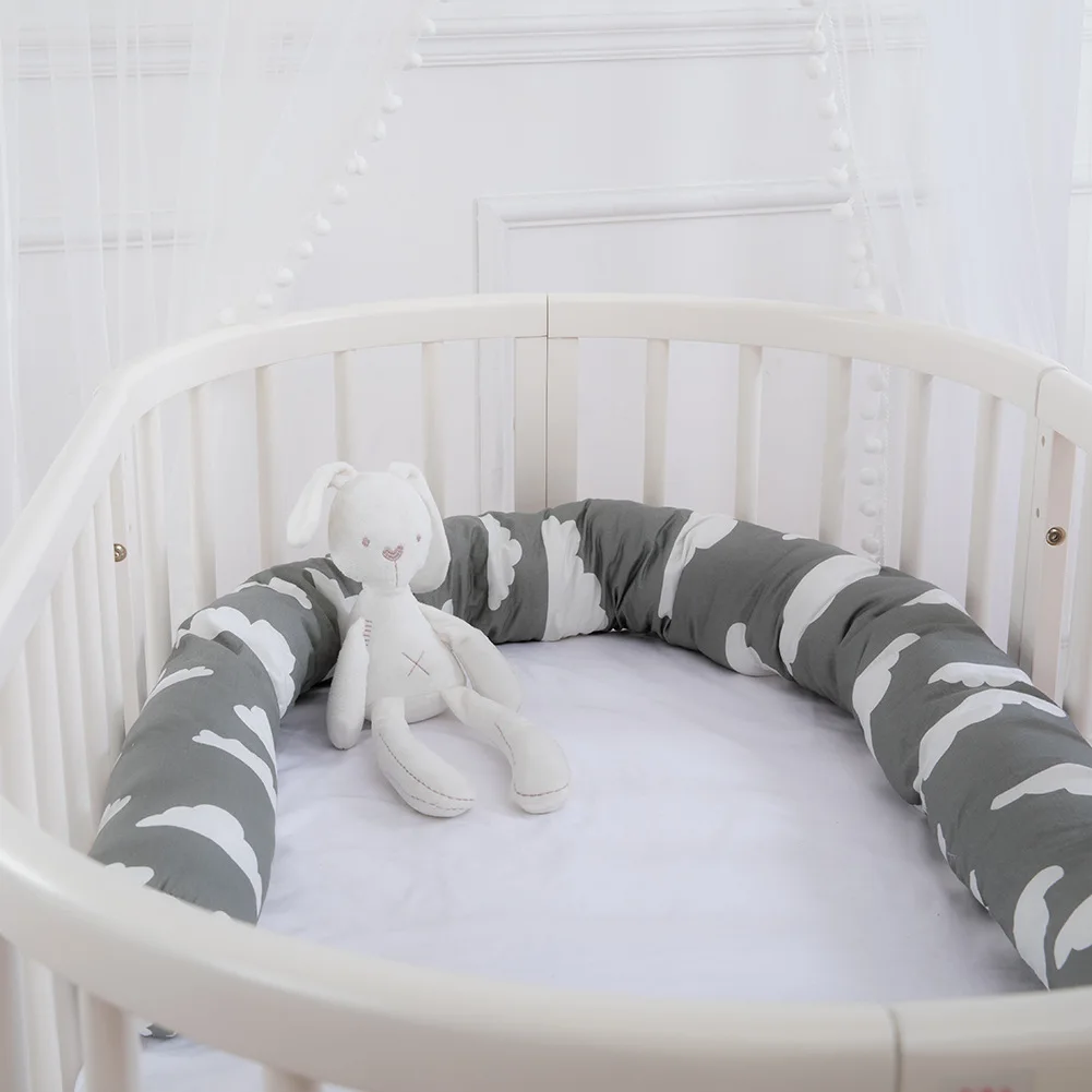 Parachoques de cama hecho a mano para bebé recién nacido, cojín largo de algodón relleno, cama de cuna, decoración protectora, 200CM