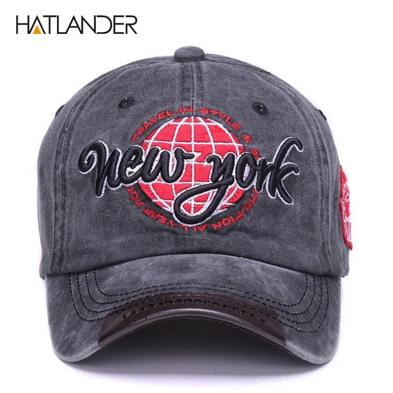 HATLANDER Classic cotton baseball caps Embroidery NEW YORK sports hats sun gorras letters snapback cap vintage soft dad hat cap