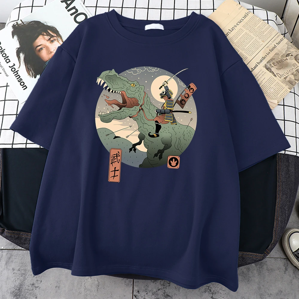 Dinosaur Personality Printing Japanese Man T Shirt Cartoon Character Tops High Quality Hip Hop Men T-Shirts Fashion Streetwear