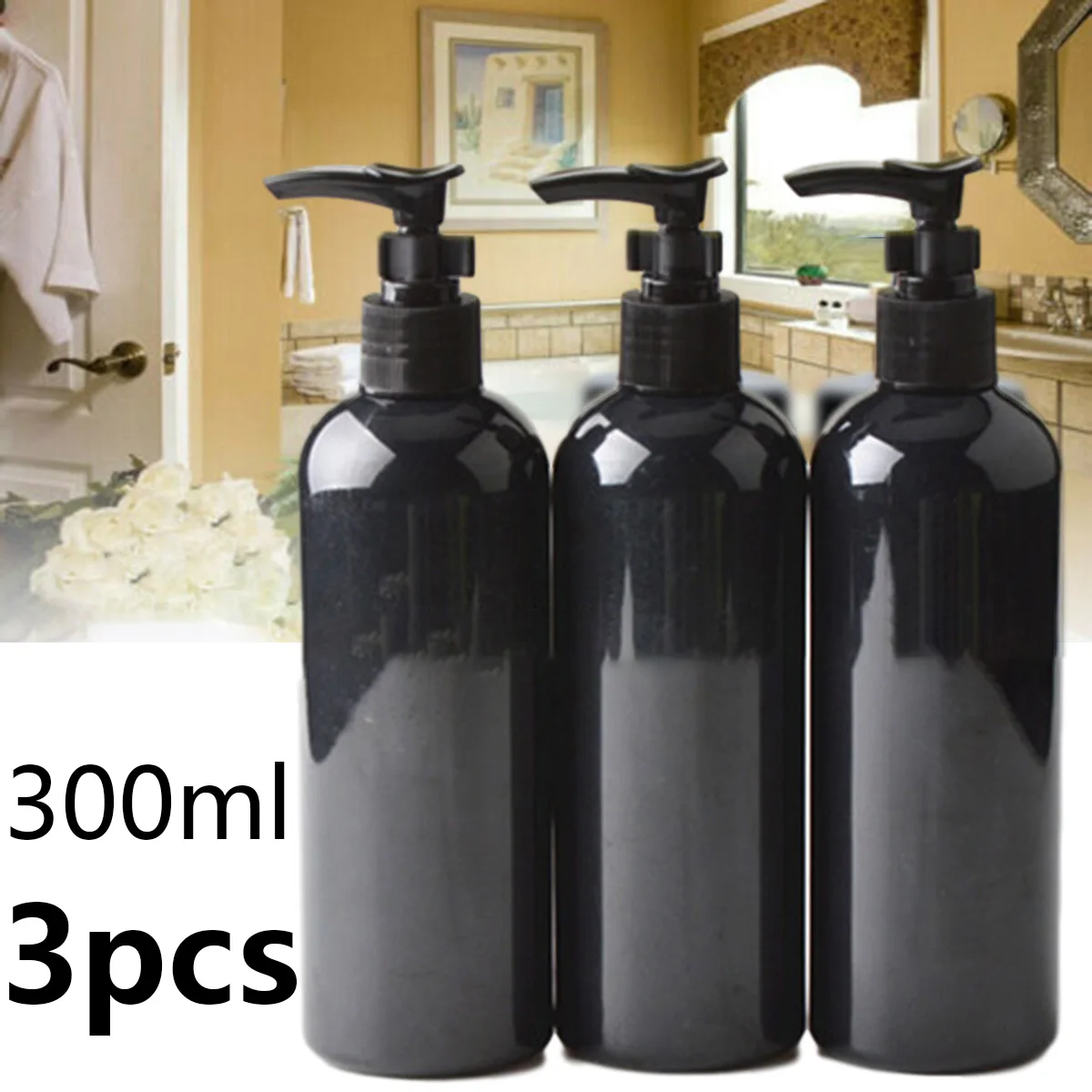 3pcs 300mL Empty Lotion Pump Bottle Pump Shampoo Soap Dispenser Refillable Water New Bathroom Portable Soap Dispensers