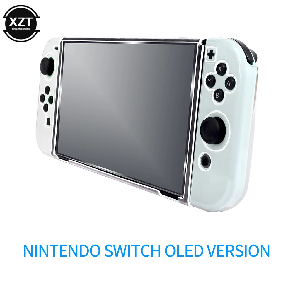Clear Case for Nintendo Switch Oled Game Controller Cover Transparent TPU Soft + PC Hard Button Case Protective Crystal Shell