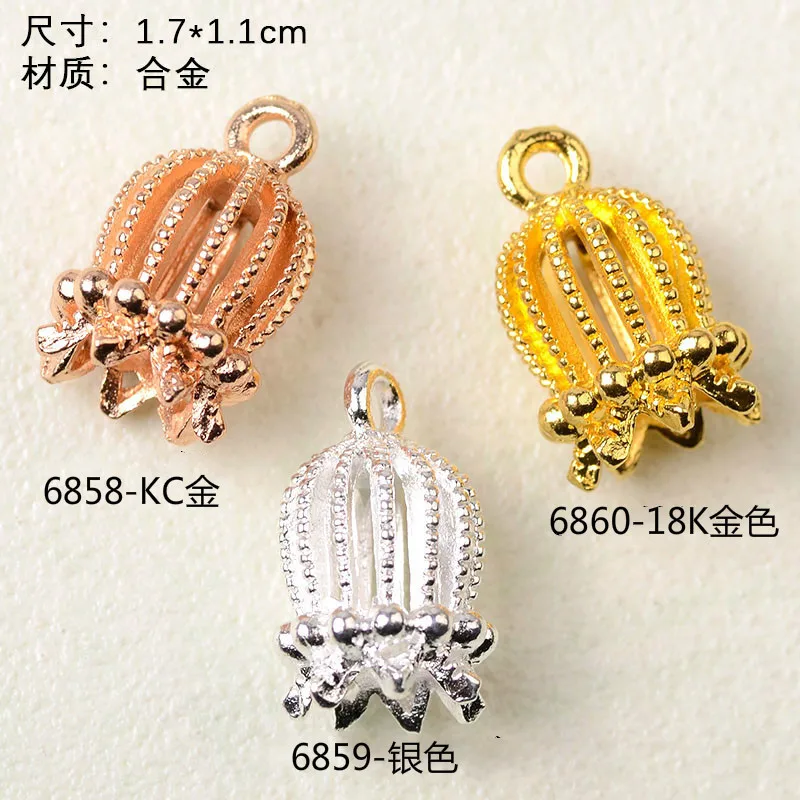 100pc 11*17mm Gold/silver Color 3D Copper Hollow Core Flower Charm Blossom charm DIY for Hairpin Handmade Wedding Jewelry Making