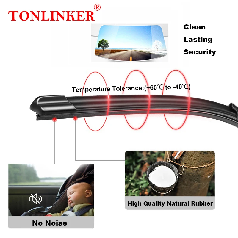 TONLINKER Car Wiper Blades For VOLVO V60 2011-2018 2019 2020 2021 2022 D3 D4 T5 T6 T8 Car Accessories Front Windscreen Wiper