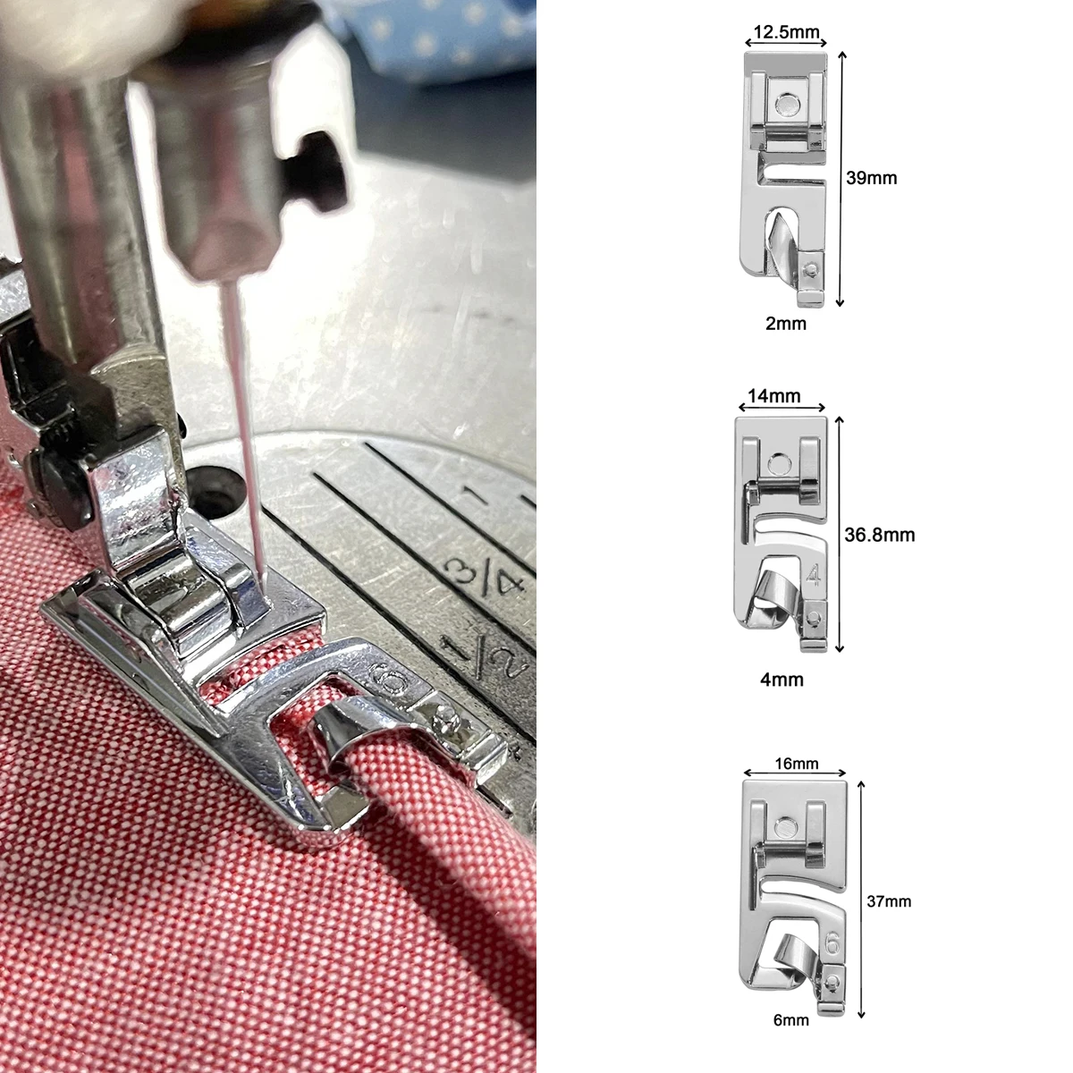 High Quality Sewing Accessories Narrow Rolled Hem Sewing Machine Presser Foot Set Household Sewing Tools Embroidery Hoop