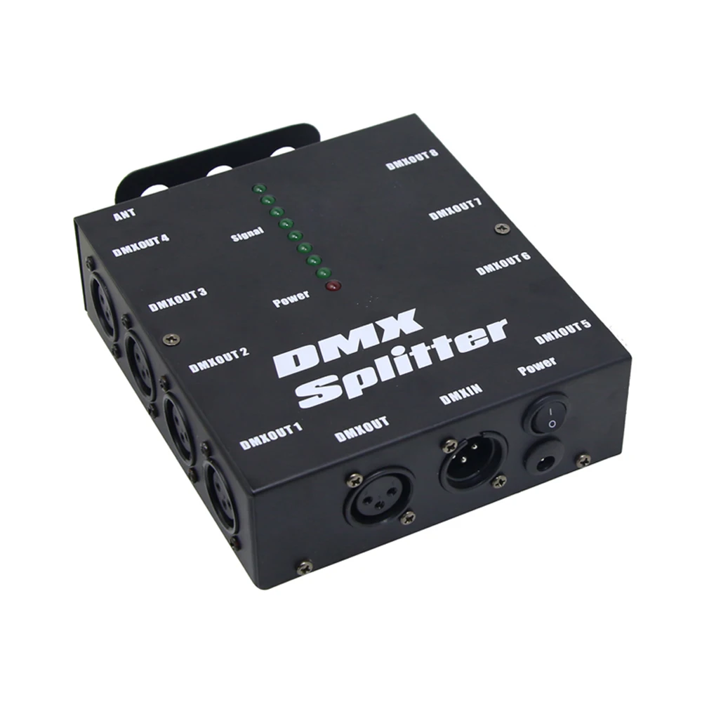 8 Way Isolated DMX Splitter Signal Amplifier 3Pin XLR Output Distributor  For Party DJ Show Club Disco KTV Stage Light Effect