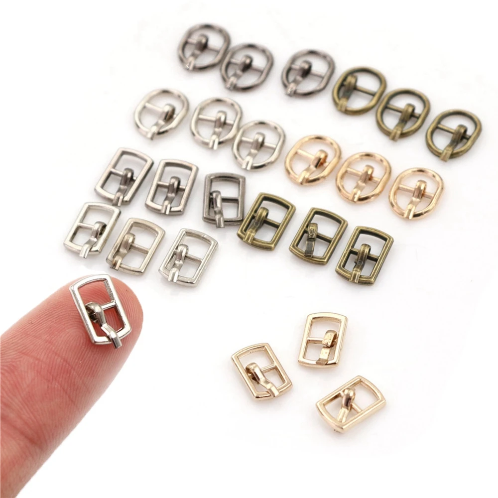 6pcs Diy Doll Buttons Mini Ultra-small Doll Bags Buckles Tri-glide Belt Buckle Doll Clothing Shoes Accessories 4.5/5.5mm