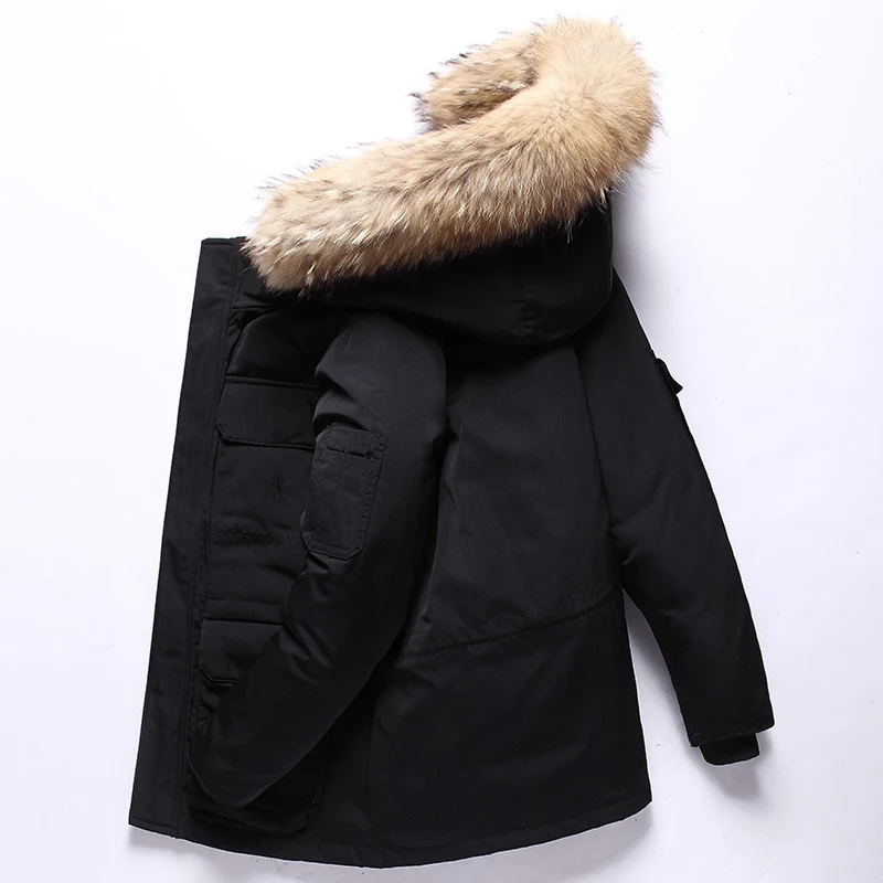 Keep Warm -30 Degree White Duck Down Winter Jacket Men Windproof Hooded Fur Collar Thicken Down Jacket Coat Male Size S-3XL