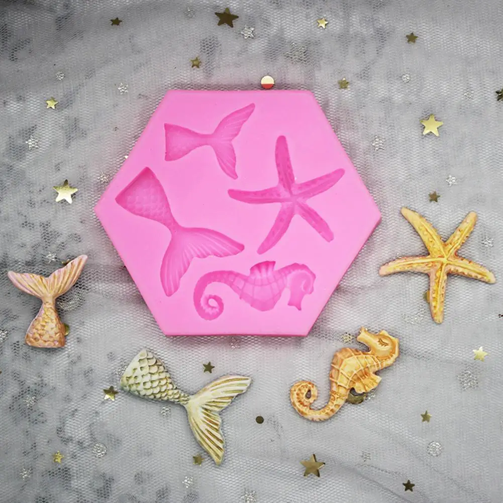 Baking Mould Healthy Soft Marine Life Shape Mold Mini Mermaid Tail Starfish Silicone Mold Chocolate Mold