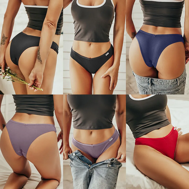 1/2/3PCS Women's Lingerie Cotton Panties Sexy Briefs Underwear V-Waist Design Female Underpants Pantys Girl Tangas Thong Panties