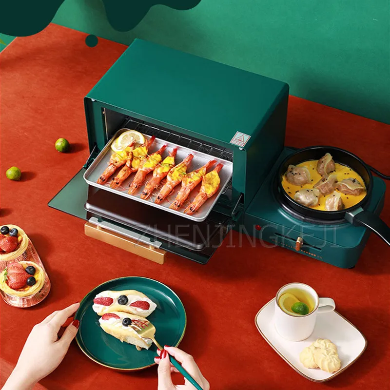 ماكينة فطور منزلية صغيرة ، فرن كهربائي ، متعددة الوظائف ، وعاء من الفولاذ المقاوم للصدأ ، طباخ كهربائي ، مشوي ، نخب ، 4 في 1 ، 220 فولت