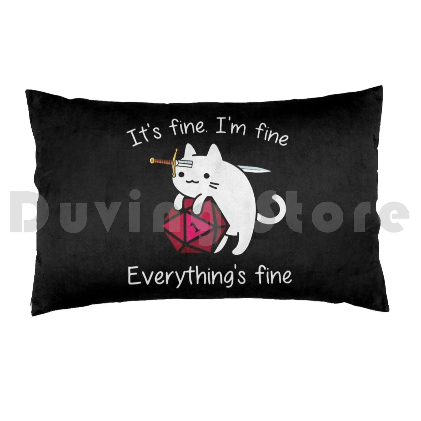 It's Fine. I'm Fine. Everything Is Fine Cat Dice Pillow Case DIY 50*70 Vintage Retro Mens Papa Grandpa Papa