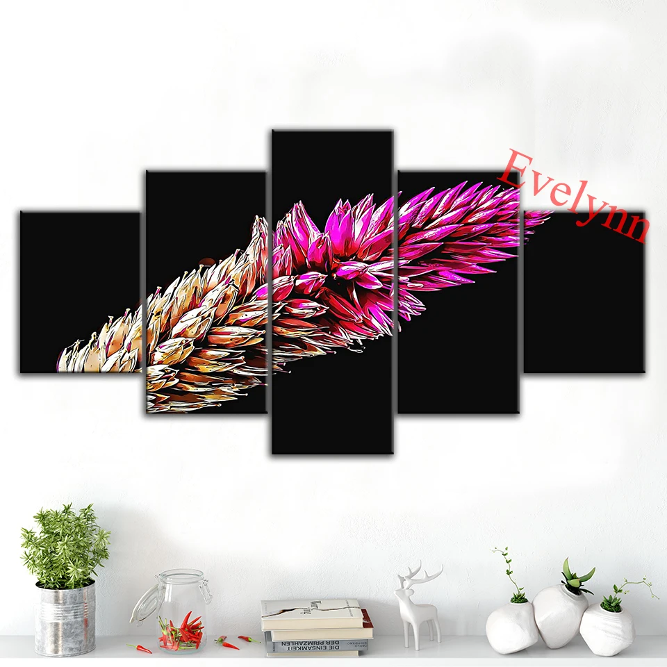 

5 Piece Nature Flower Macro Poster Nordic Wall Art Modern Canvas Print Modular Picture For Living Room Decoration Painting Frame