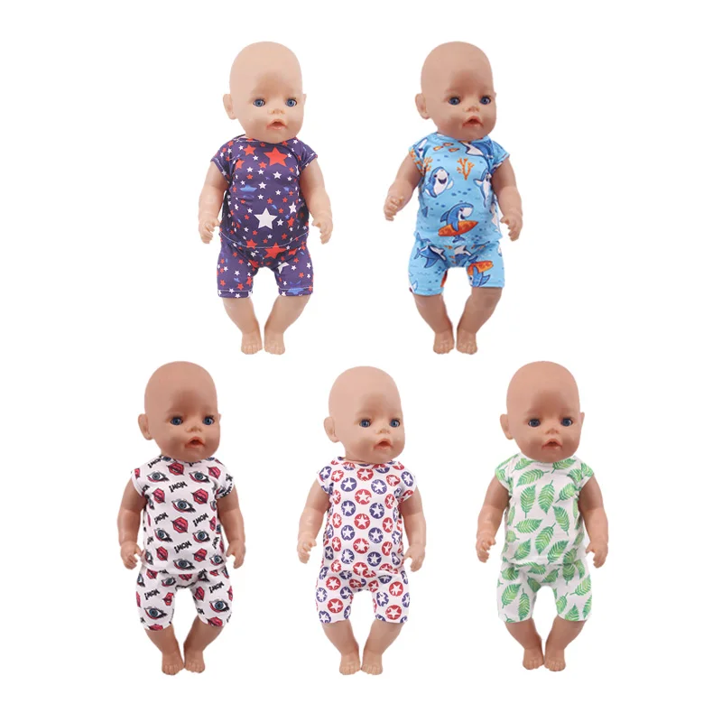 Doll Clothes Summer Leisure Two-Piece Suit: Underwear + T Shirt For 18 Inch American&43Cm Baby New Born Doll Generation , Gift