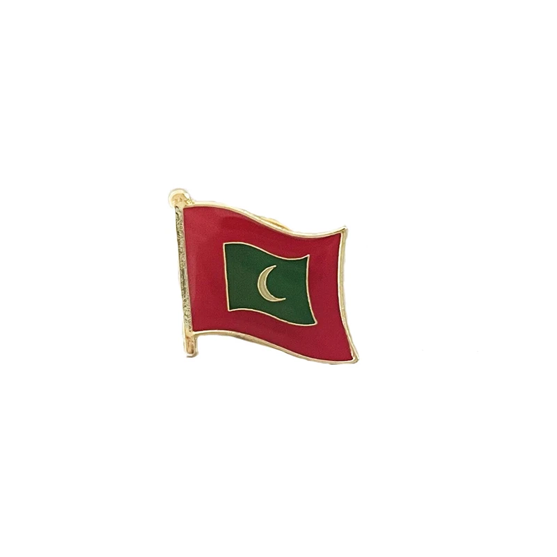 Maldives National Flag Lapel Pins Crystal Epoxy Metal Enamel Badge Paint Brooch Souvenir Suit  Personality  Commemorative Gifts