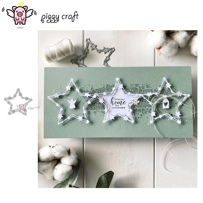 Piggy Craft metalen stansmessen gesneden sterven schimmel Sterren frame decoratie Scrapbook papier ambachtelijke mes schimmel mes punch stencils sterft