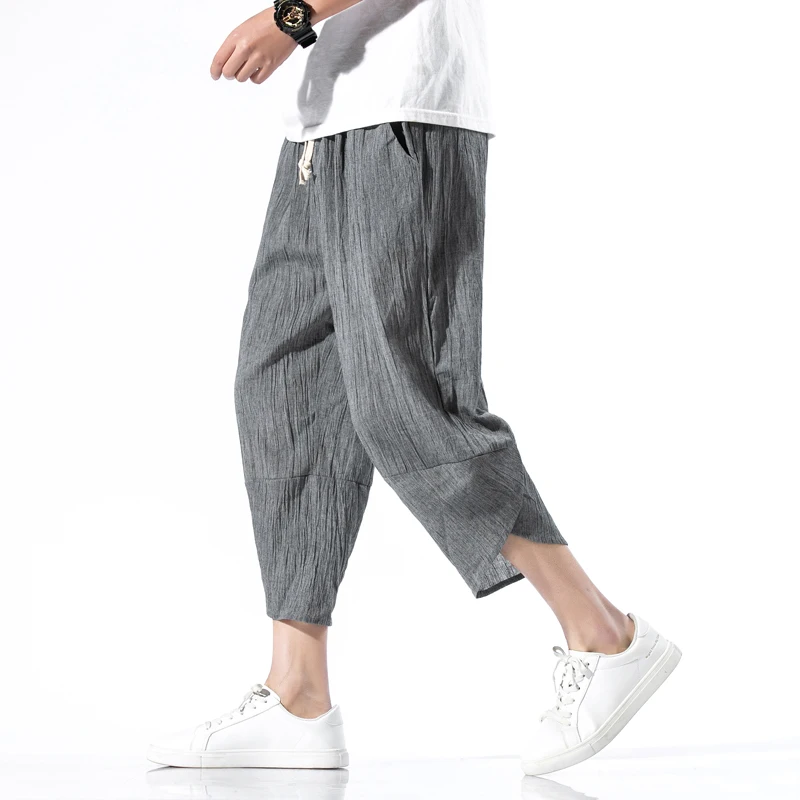 Pantalon court en coton pour hommes, décontracté, ample, élastique à la taille, style Hip Hop, Harem, nouvelle collection été 2021