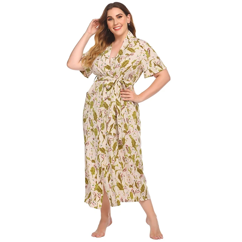 Sexy Schlaf Kleid Grande Taille Robe European American Lose Homewear Gedruckt Pastoralen Stil Nachthemd