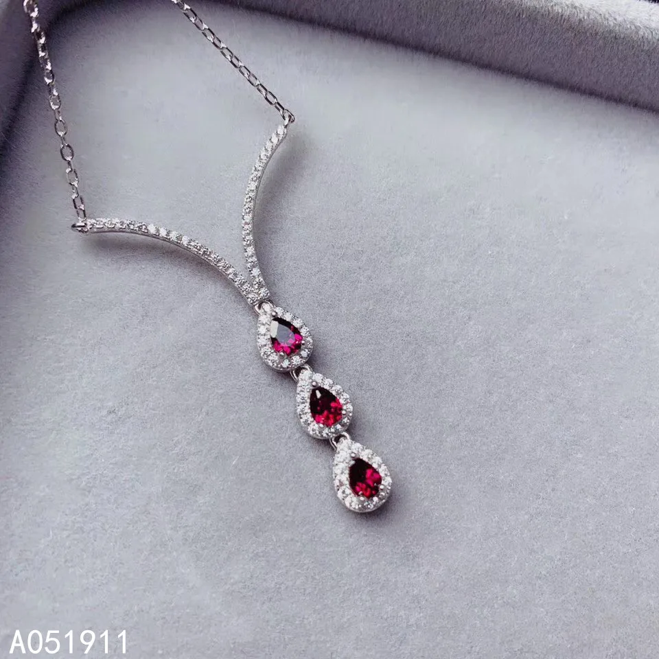 

KJJEAXCMY fine jewelry natural garnet 925 sterling silver women pendant necklace chain support test noble