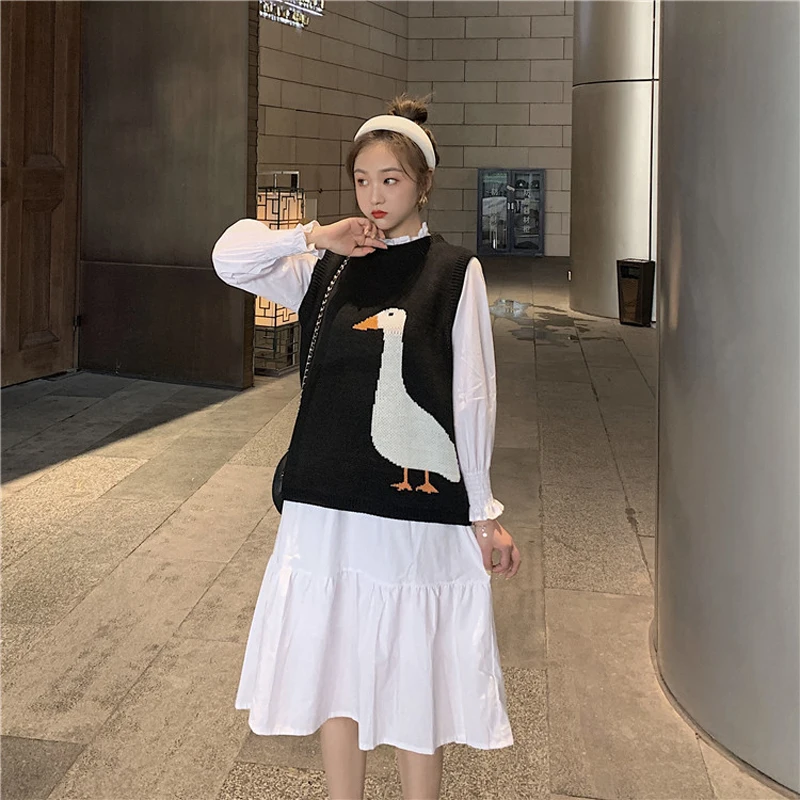 Sweater Vest Women Sleeveless Sweet Kawaii Loose Warm Students Outwear Sweaters Fashionable Chic Leisure Preppy Style All-match