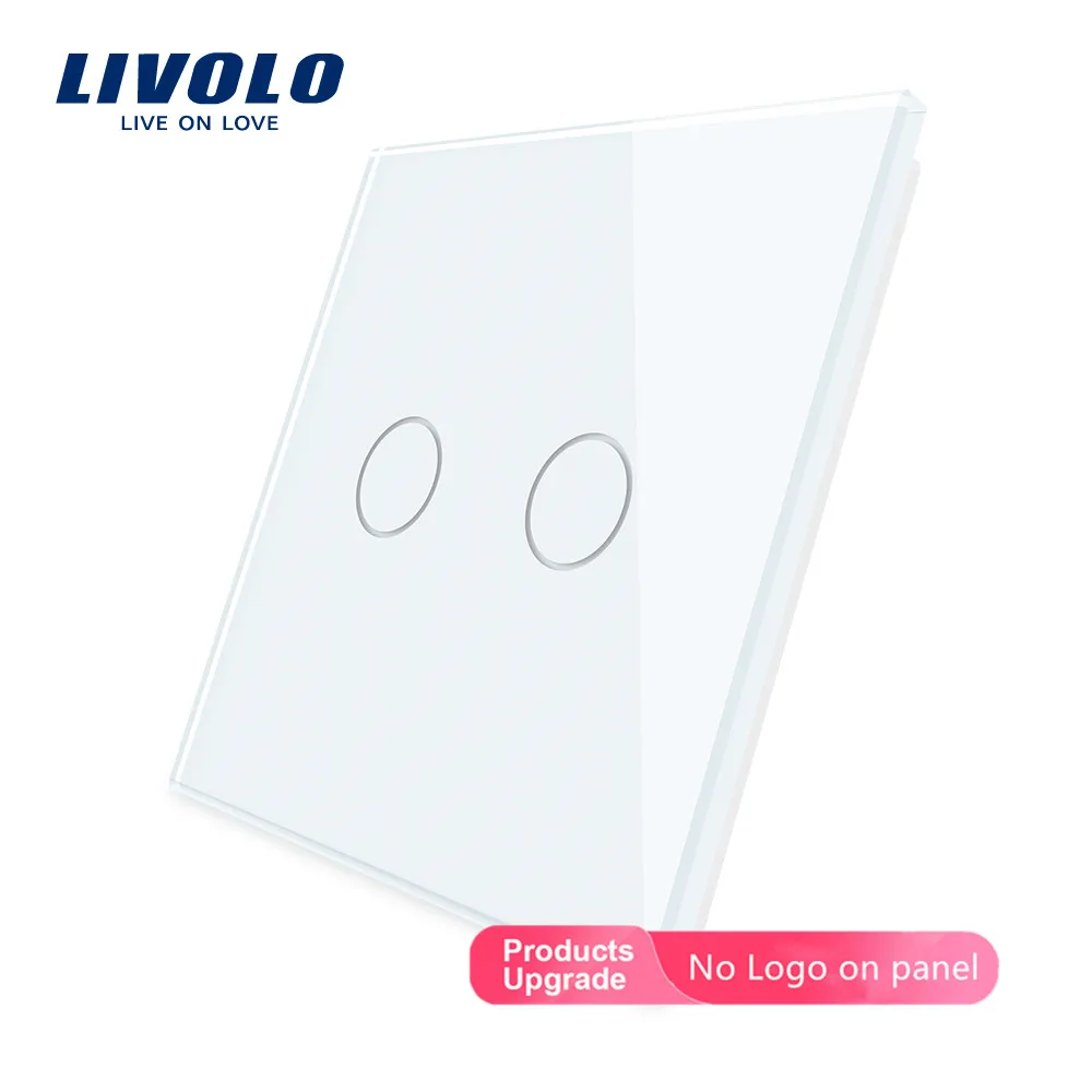 Livolo Luxury White Pearl Crystal Glass, EU standard, Single Glass Panel For 2 Gang  Wall Touch Switch,VL-C7-C2-11 (7 Colors)