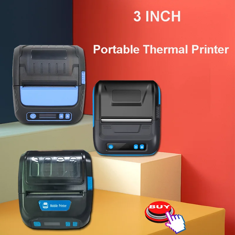 Thermal Printer 80mm Receipt and Label 2 in 1 Bluetooth Printer Adjustable printing size 3 inch Portable Mobile Printers