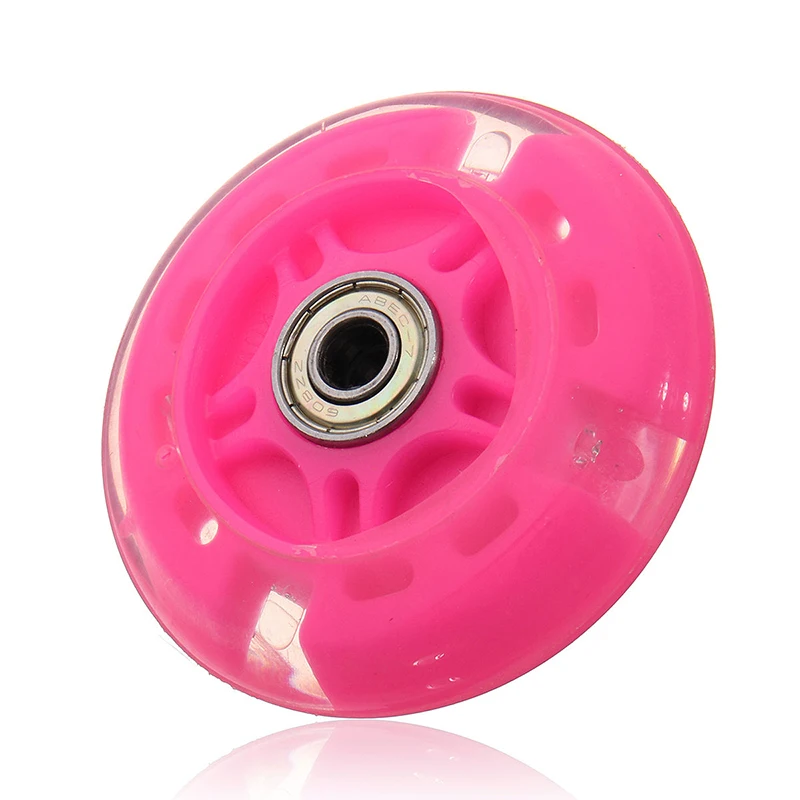 Rueda Flash silenciosa para patinete eléctrico, rueda de juguete con luz intermitente, color rosa, azul, negro y verde, piezas de metal para monopatín