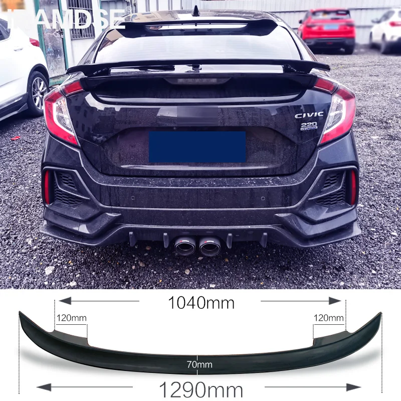 Carbon Surface Spoiler Type MT Car Rear Ducktail Wing ABS material Trunk Spoiler For Honda Civic Hatchback 2017 - 2020