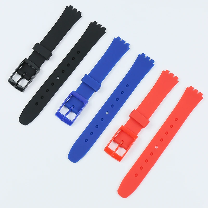 Watch accessories ladies silicone strap for Swatch LB184LK343 strap series small dial 12mm children\'s sports rubber strap