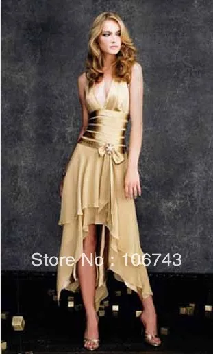 платья женские 2020 new fashion brides vestidos robe de soiree Formal sexy short gold chiffon prom gown party Cocktail Dresses