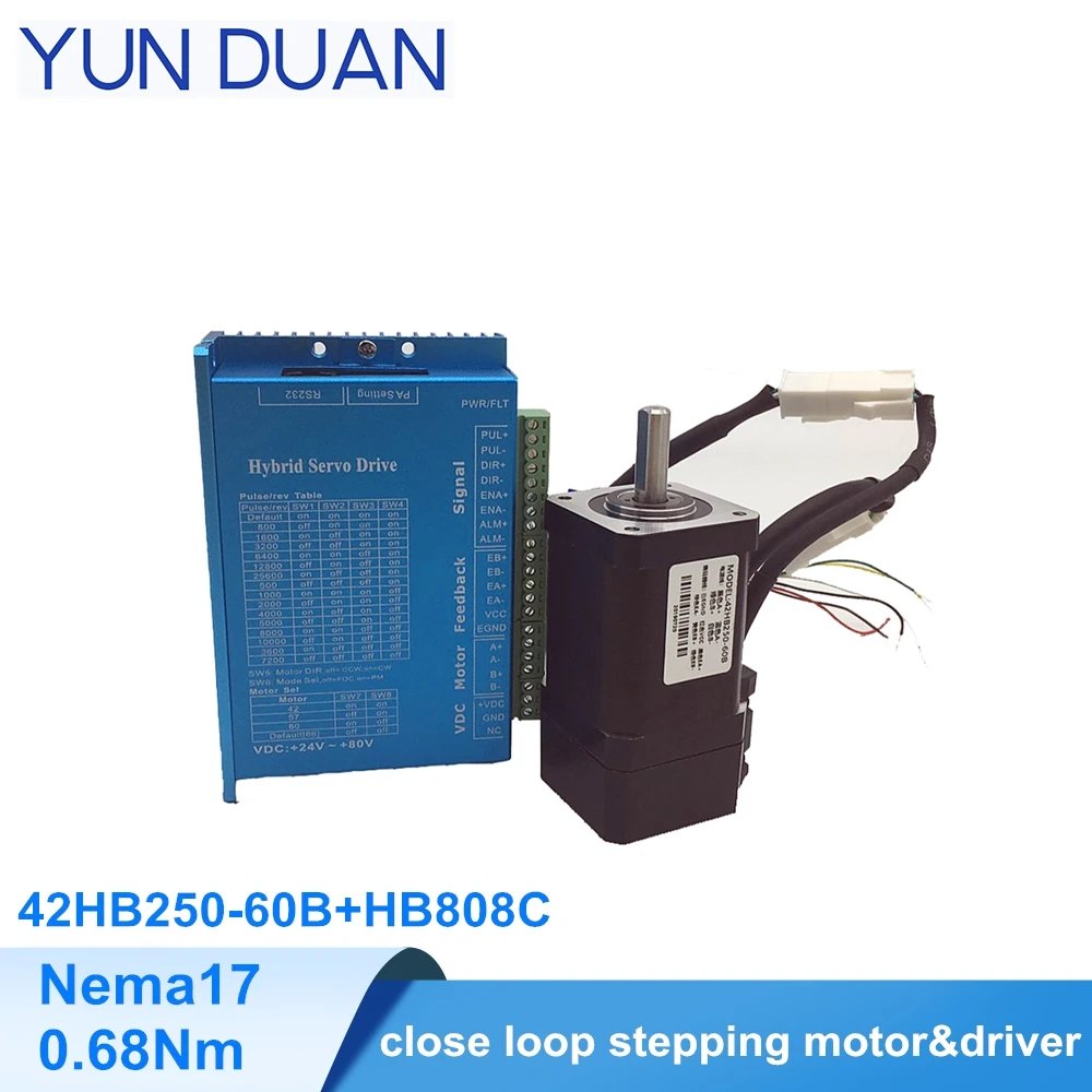 

Hybrid encoder easy servo motor nema17 closed loop stepper motor driver kit 100Oz-in 2 Ph stepper motor kits with HB808C