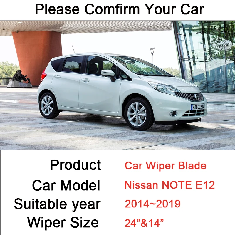 Car Wiper Blades for Nissan NOTE E12 2014 2015~2019 Front Windshield Silent Frameless Snow Scraping Durable Rubber Accessories