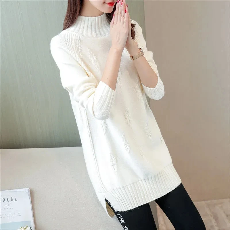 Autumn Winter Women Turtleneck Sweater & Pullovers New Long Sleeve Loose Pull Warm Female Jumper Sweater Tricot Tops Knitted 4XL