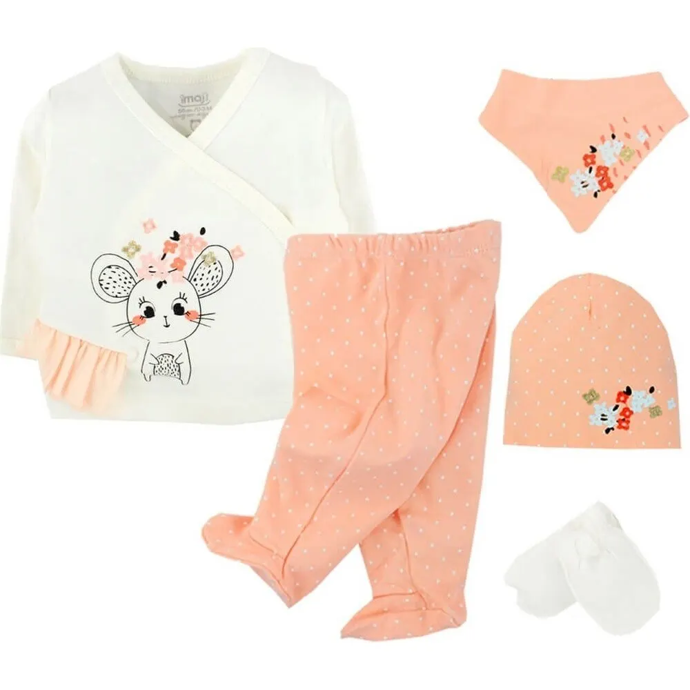 Baby Girl Boy Babies Newborn Clothing 5-pcs Hospital Outlet Custom Fabric Antibacterial Babies Healthy Safe Outfit Sets Dresses