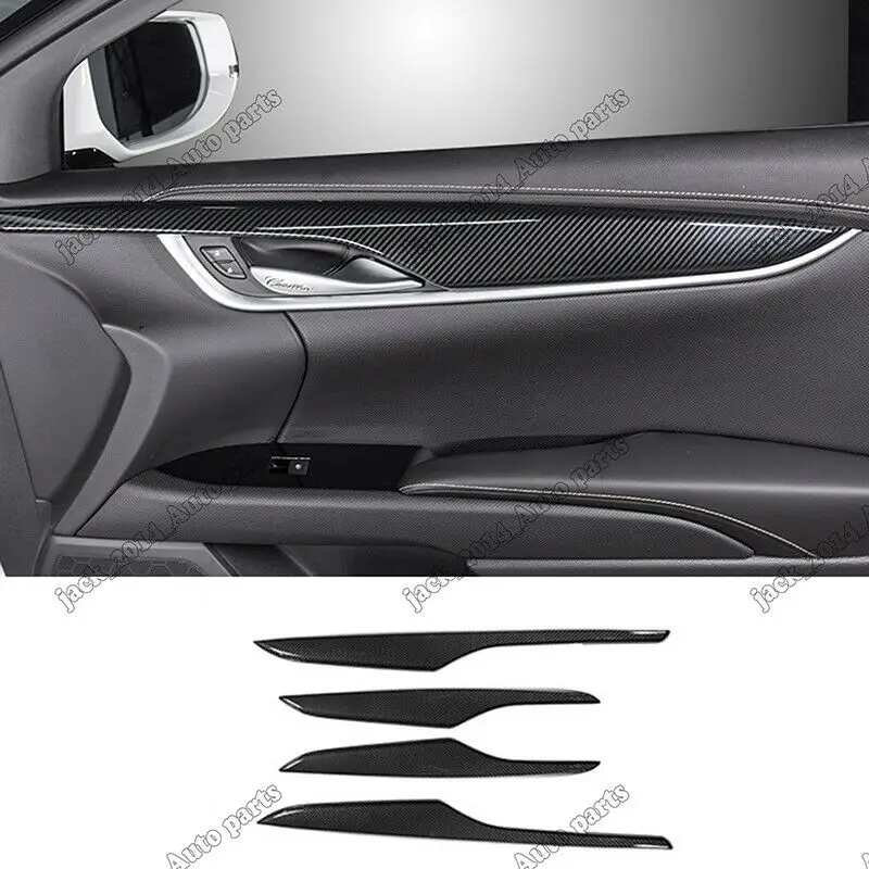 

Carbon Fiber Door Handle Armrest Stripe Cover Trim 4pcs For Cadillac XTS 2015-2018