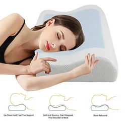 Mindful Design Pack Cooling Contoured Memory Foam Pillow - Dual Sided Cooling Gel Pillow with Removable Cover