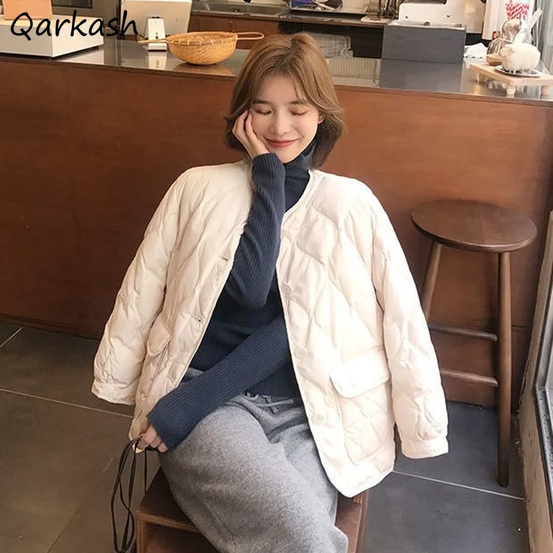 

Short Style Parkas Women Winter Fashion Outwear Casual Solid All-match Simple Warm Preppy Girls Ladies Coat Loose Aesthetic