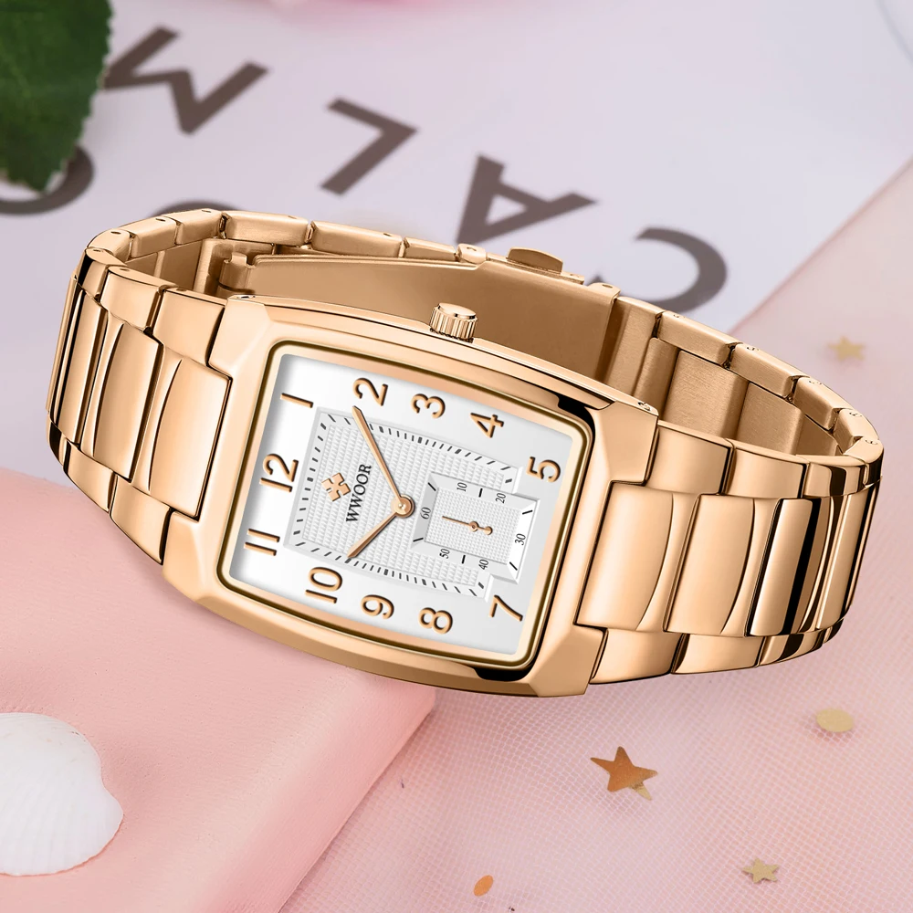 WWOOR-Reloj de pulsera de acero para mujer, cronógrafo de cuarzo, resistente al agua, creativo, de lujo, a la moda, nuevo