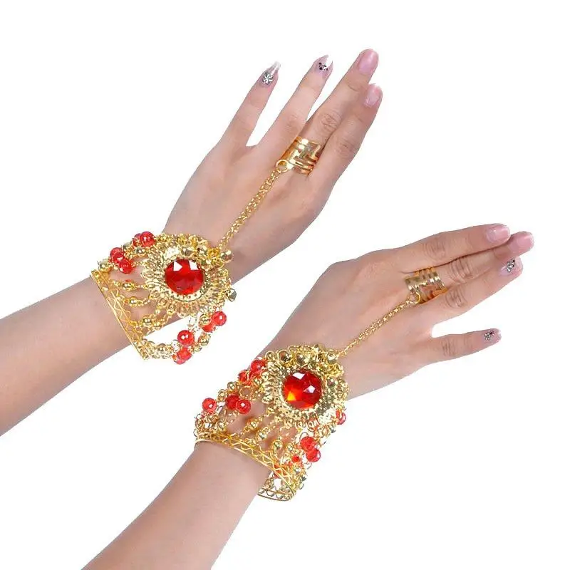 belly dance bracelet red diamond bollywood india women\'s costume accessories decoration show oriental dancing top chain bracelet