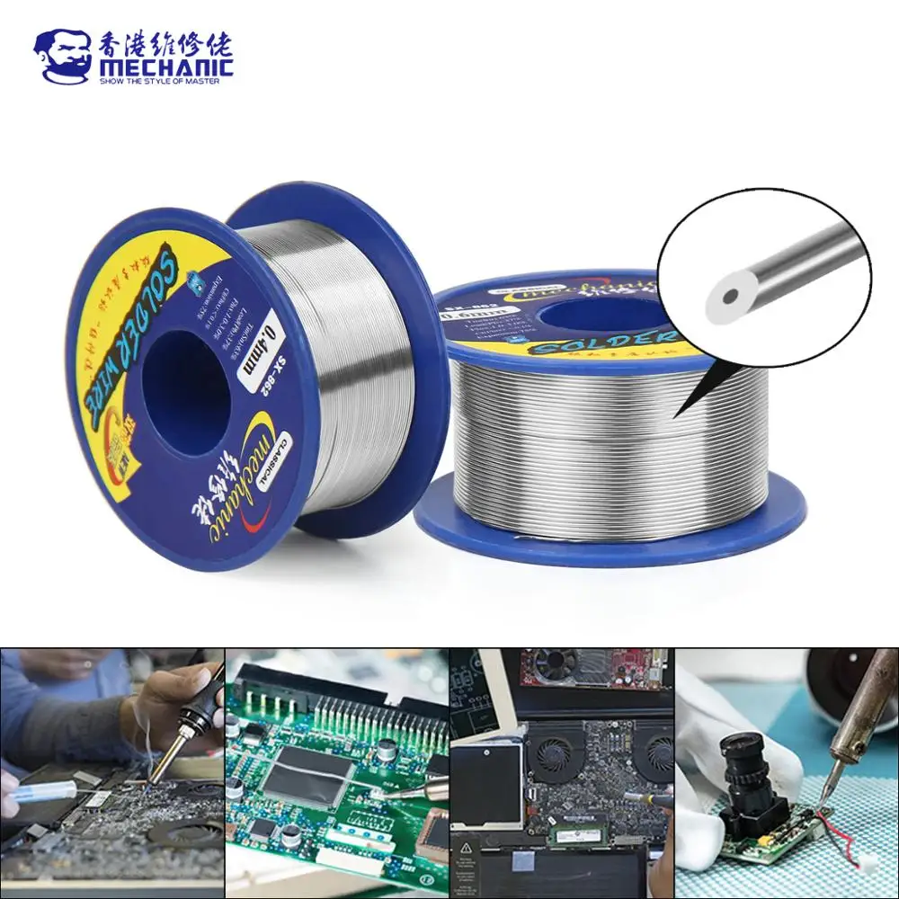 MECHANIC SX-862 60g Double Hole Rosin Core Solder Wire 183℃ Melting Point Solder Flux 1-3% No-residue High Purity Welding Cable