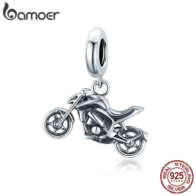 Bamoer 925 Sterling Silber Motorrad Original silber schmuck Charme für Original 3mm Armband Zubehör DIY charme machen SCC1712