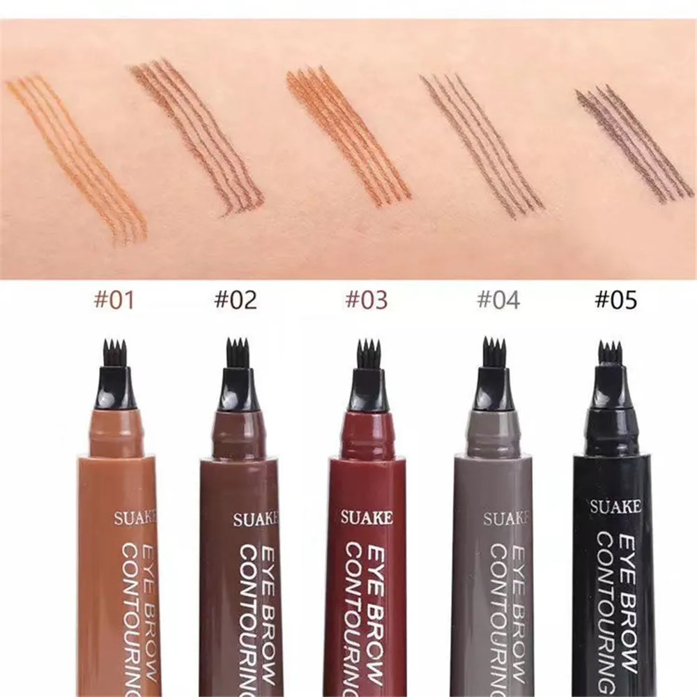 Liquid Eyebrow Pen Waterproof 5 Colors Eye Brow Makeup Tint Pencil Cosmetic Long Lasting Natural Brown Women Eyebrows Enhancers