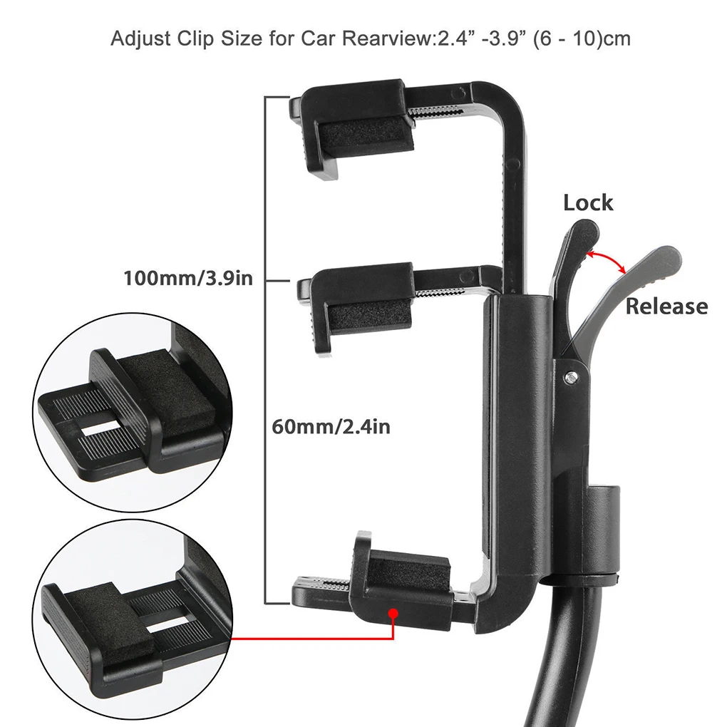 SYRINX Car Holder Rearview Mirror 360° Adjustable GPS Car Clips Holder for Phone Air Outlet Flexible Cellphone Stand Bracket