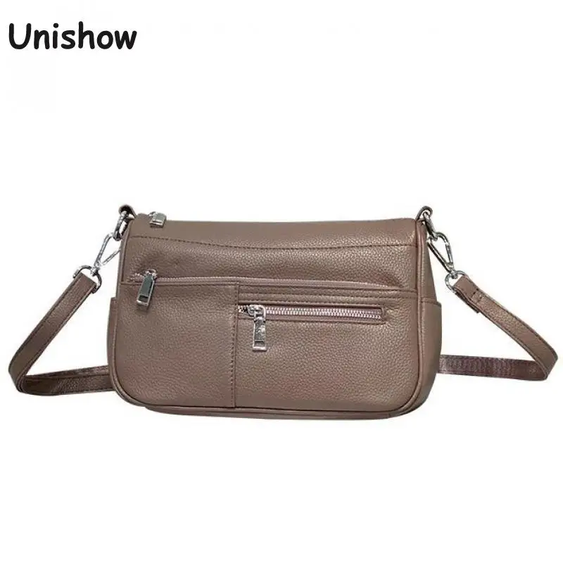 Simple Women Leather Bag Soild Casual Genuine Leather Shoulder Messenger Bag Female Totes Handbag Cowhide Lady Crossbody Bag