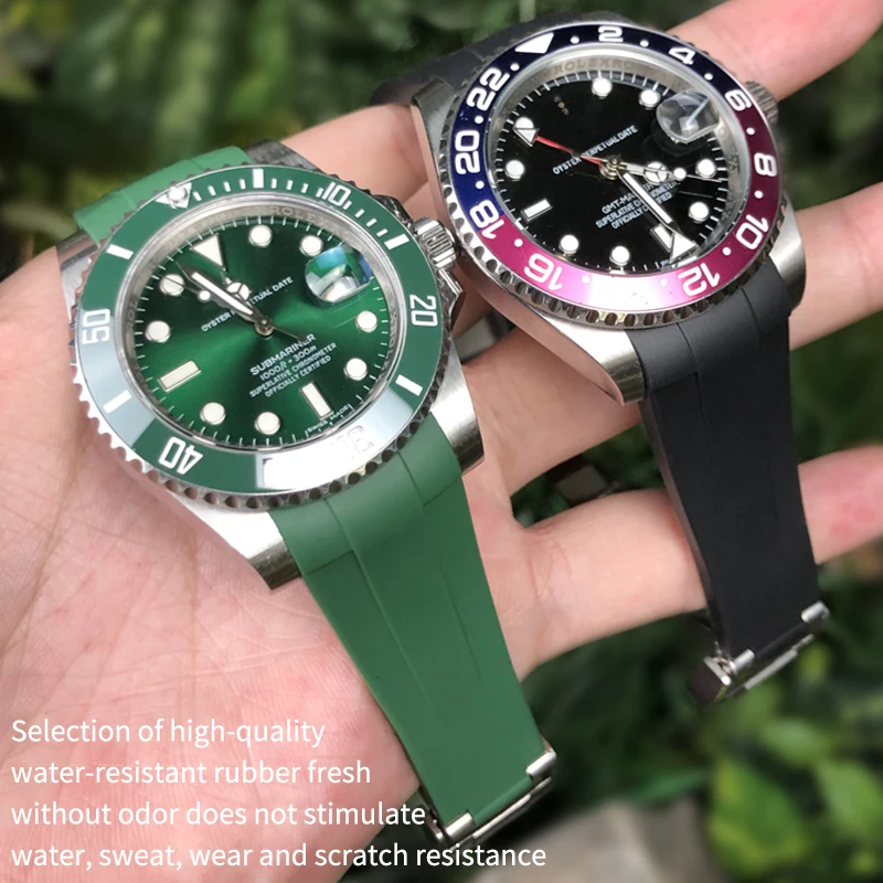 19mm 21mm 20mm 22mm High Quality Watch Band for Rolex Daytona Submariner Oysterflex GMT Explorer Watchband Rubber Silicone Strap