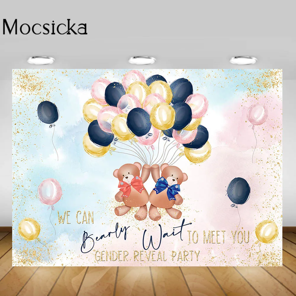 Mocsicka раскрываемый пол фон для фотосъемки он или она, что будет ребенком, фон для фотосъемки, украшение медведя, Фотостудия