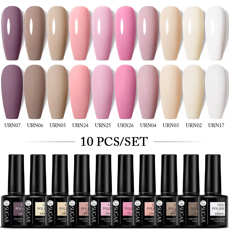 UR SUGAR 10 ชิ้น/เซ็ตเจลสีเล็บชุด 122 สีกึ่งถาวร UV Led เจลเคลือบเงา Soak Off เล็บ Lacquers Top Coat